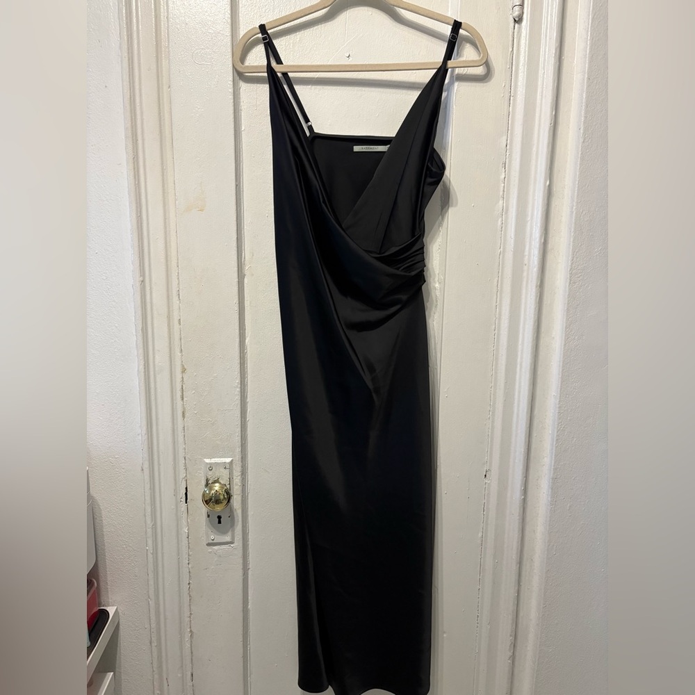 Basement Black Silk Dress with slid on the side